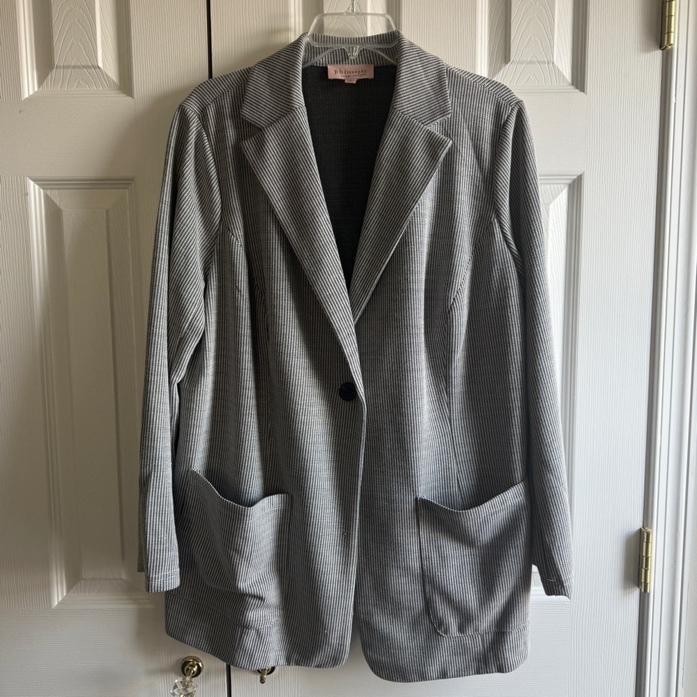 Philosophy Republic Clothing Knit Blazer Gray Black 1X Stretch Jacket